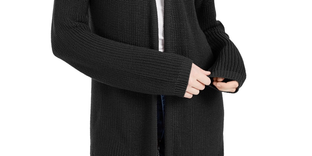 Cardigan longo com detalhes nas costas Hippie Rose Juniors, preto, tamanho X-S