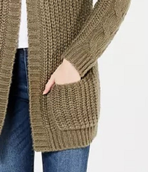 Cardigan de tricô trançado Hippie Rose Juniors Rustcopper tamanho grande