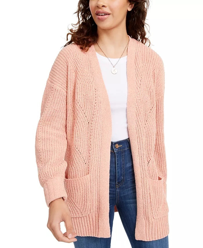 Cardigan Hippie Rose Juniors Chenille Laranja Tamanho Médio