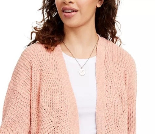 Cardigan Hippie Rose Juniors Chenille Laranja Tamanho Médio