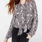 Camisa utilitária estampada Hippie Rose Juniors, tamanho P, prata