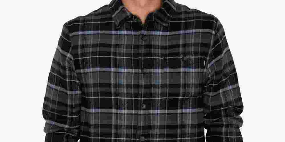 Camisa de flanela forrada Redmond O'Neill masculina, preta, tamanho médio