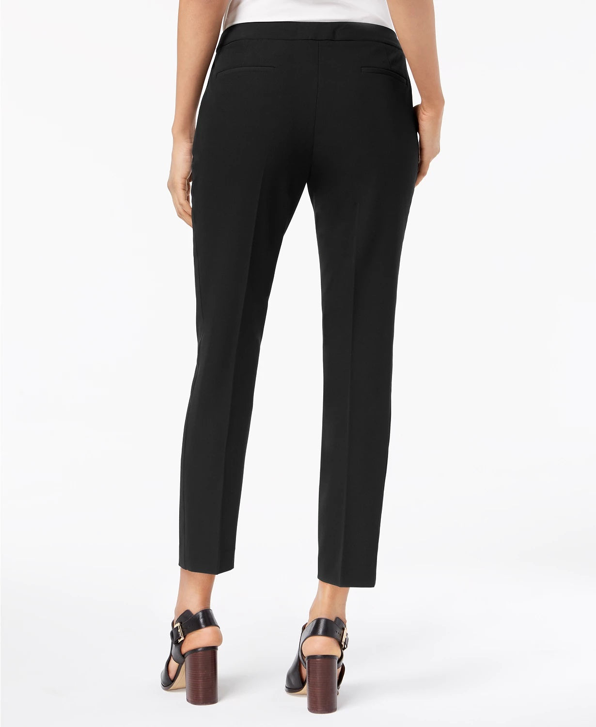 Calça social feminina Tommy Hilfiger de sarja com perna justa no tornozelo, preta, tamanho 6