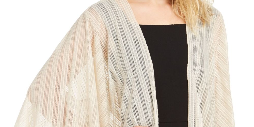 INC International Concepts Blusa curta metálica feminina bege tamanho regular