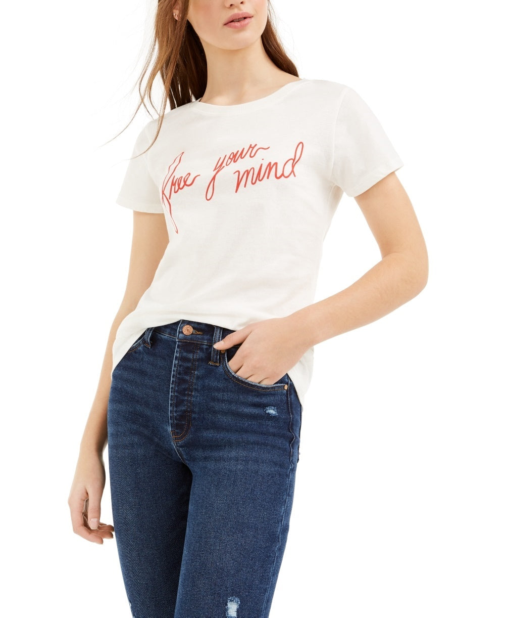 Camiseta estampada Love Tribe Junior Free Your Mind, branca, tamanho pequeno