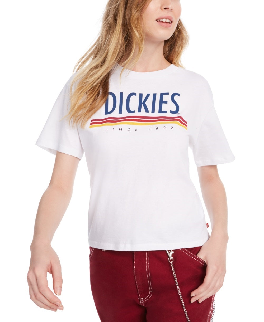 Camiseta Dickies Feminina de Algodão com Logotipo, Branca, Tamanho Pequeno