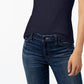 Camiseta feminina Tommy Hilfiger de algodão com decote redondo, tamanho grande, azul-marinho