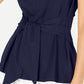 Tommy Hilfiger Blusa Feminina Manga Curta Amarrada na Frente Azul Tamanho Médio
