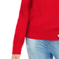 Suéter listrado com decote em V feminino Tommy Hilfiger, vermelho, tamanho GG
