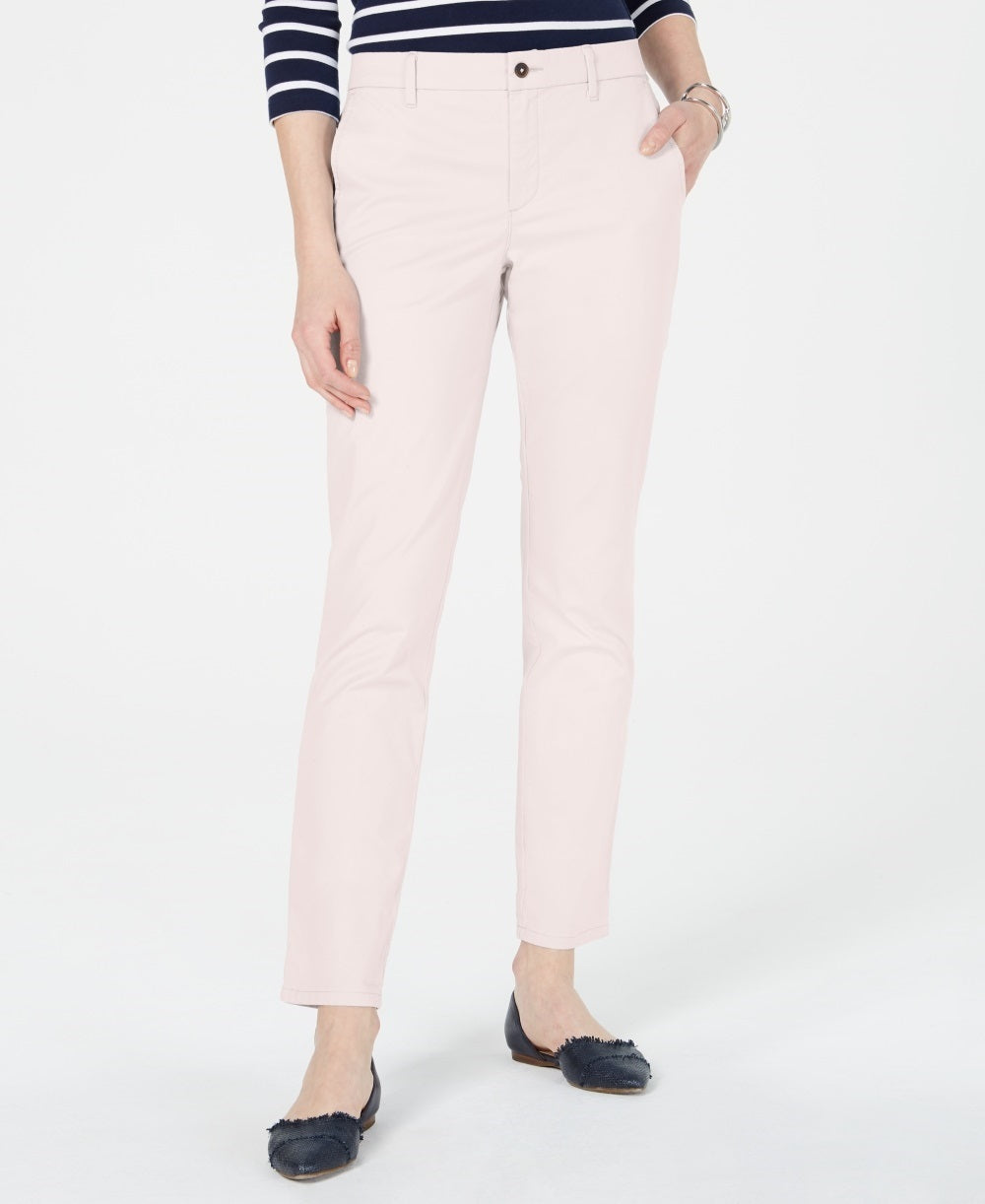 Calça reta feminina Tommy Hilfiger Hampton, rosa, tamanho 8