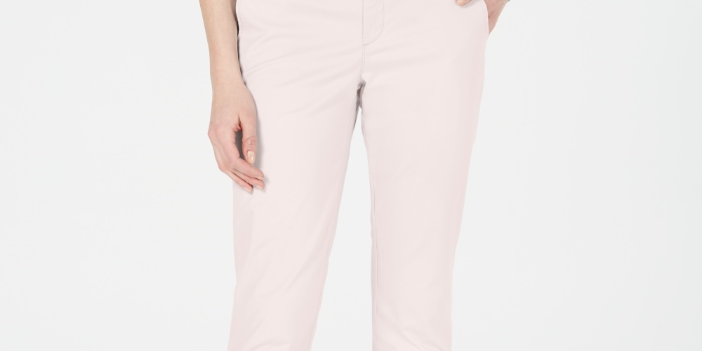 Calça reta feminina Tommy Hilfiger Hampton, rosa, tamanho 8