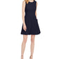 Vestido plissado feminino Jessica Howard Petite Fit &amp; Flare, azul marinho, tamanho 10 P