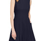 Vestido plissado feminino Jessica Howard Petite Fit &amp; Flare, azul marinho, tamanho 10 P