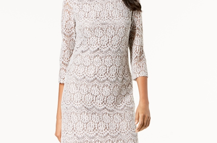 Vestido de renda feminino Jessica Howard, bege, tamanho 6, pequeno