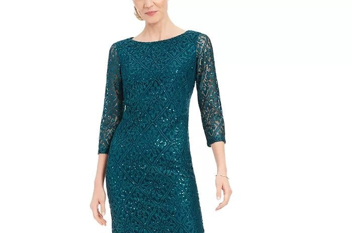 Vestido de renda com lantejoulas Jessica Howard feminino, verde, tamanho 14