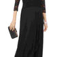 Vestido de noite longo com decote em V e manga 3/4 preto Jessica Howard feminino, tamanho 14