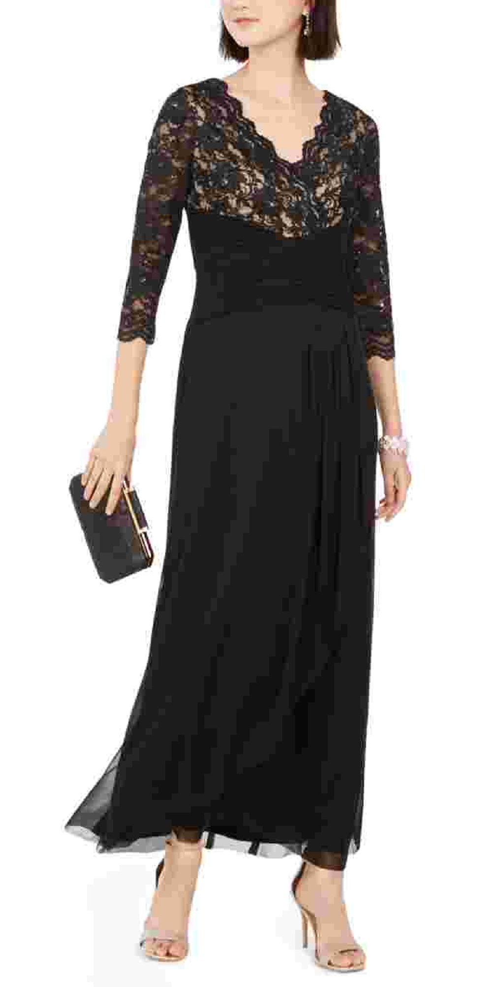 jessica-howard-womens-black-3-4-sleeve-v-neck-maxi-sheath-evening-dress-black-size-15