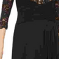 Vestido de noite longo com decote em V e manga 3/4 preto Jessica Howard feminino, tamanho 14