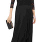 Vestido de festa longo com decote em V e manga 3/4 Jessica Howard feminino, preto, tamanho 16