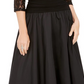 Vestido de festa feminino Jessica Howard com lantejoulas, manga 3/4, decote ilusão, abaixo do joelho, ajuste flare, preto, tamanho 6 pequeno