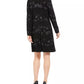Vestido de veludo flocado metálico feminino Jessica Howard, preto, tamanho 4, pequeno