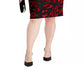 Vestido de festa feminino Jessica Howard com bordado floral, manga comprida, gola redonda, comprimento até o joelho, preto, tamanho 18W