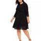 Vestido com acabamento ilusionista e bolero feminino Jessica Howard, preto, tamanho 20W