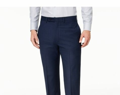 Calça social Calvin Klein Slim Fit Stretch Mini Grid Masculina Azul Marinho Tamanho 40X30