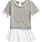 Top em camadas Monteau Big Girl's Embellished Layered Look Cinza Tamanho X-Grande