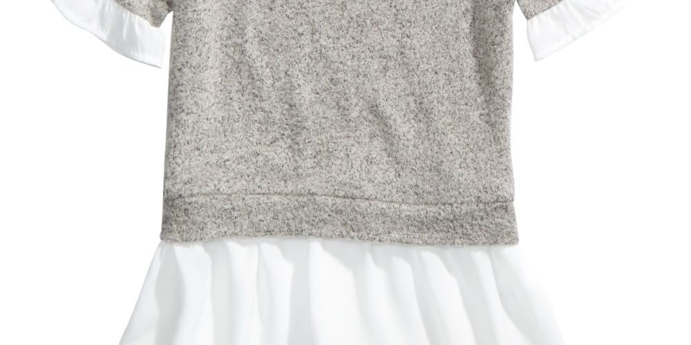 Top em camadas Monteau Big Girl's Embellished Layered Look Cinza Tamanho X-Grande