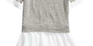Top em camadas Monteau Big Girl's Embellished Layered Look Cinza Tamanho X-Grande