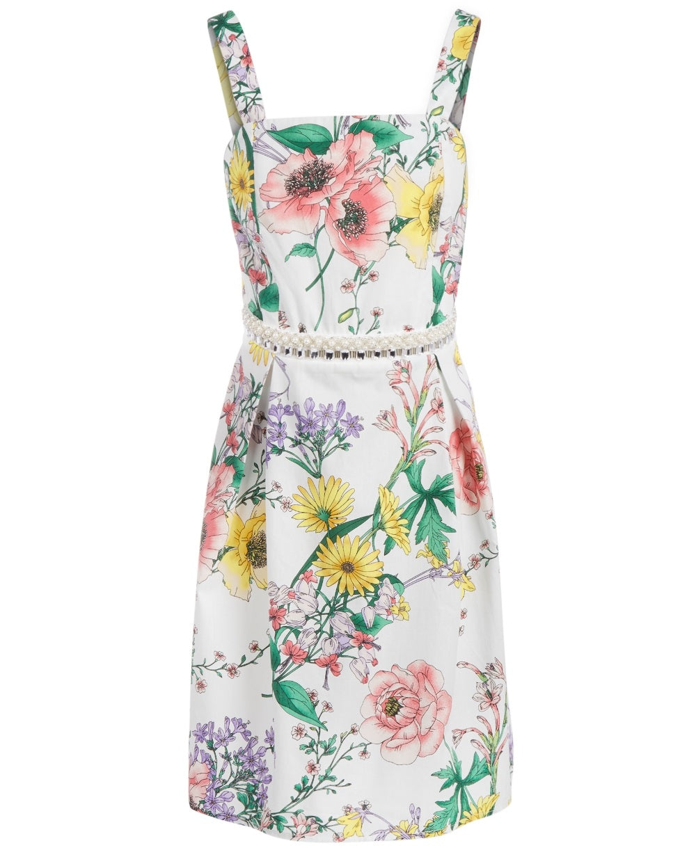 Vestido estampado floral Monteau Big Girl's, branco, tamanho grande