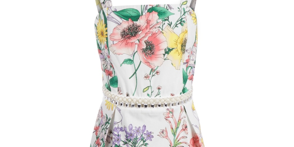 Vestido estampado floral Monteau Big Girl's, branco, tamanho grande