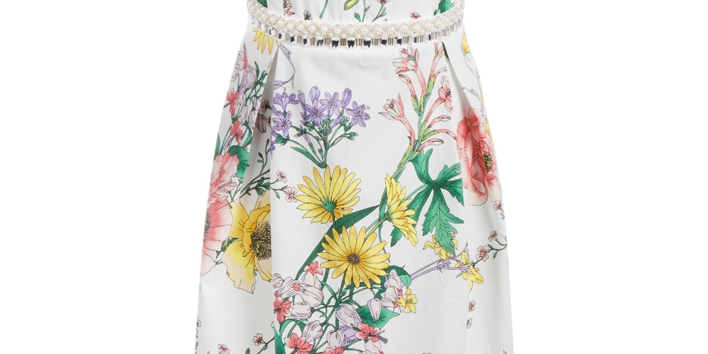 Vestido estampado floral Monteau Big Girl's, branco, tamanho grande