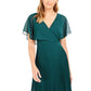 Vestido plissado de chiffon feminino Kensie, verde, tamanho 0