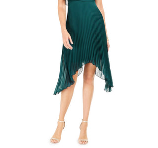 Vestido plissado de chiffon feminino Kensie, verde, tamanho 0