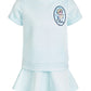 Conjunto de 2 peças de blusa e saia estampadas da Disney Little Girls Frozen Elsa, azul, tamanho 5