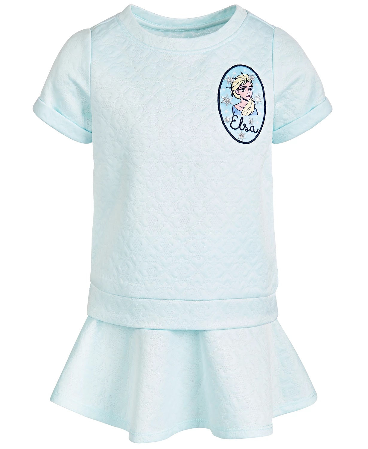 Conjunto de 2 peças de blusa e saia estampadas da Disney Little Girls Frozen Elsa, azul, tamanho 5
