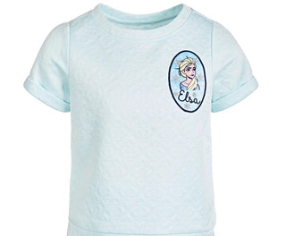 Conjunto de 2 peças de blusa e saia estampadas da Disney Little Girls Frozen Elsa, azul, tamanho 5