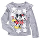 Camiseta infantil infantil Mickey e Minnie patinando para meninas, tamanho 2T, cinza