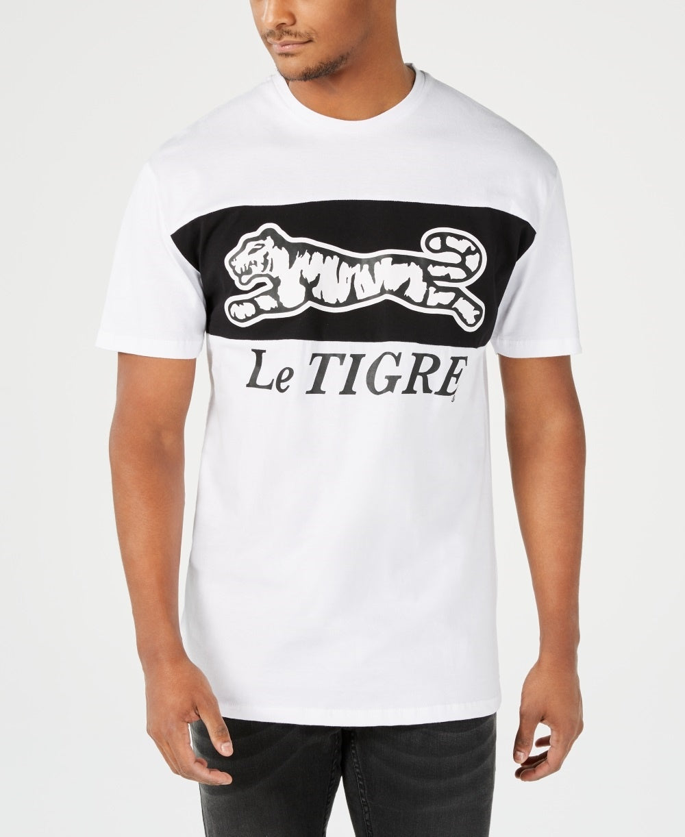 Camiseta masculina Le Tigre Reason Two Tone Logo Graphic, branca, tamanho pequeno