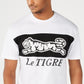 Camiseta masculina Le Tigre Reason Two Tone Logo Graphic, branca, tamanho pequeno