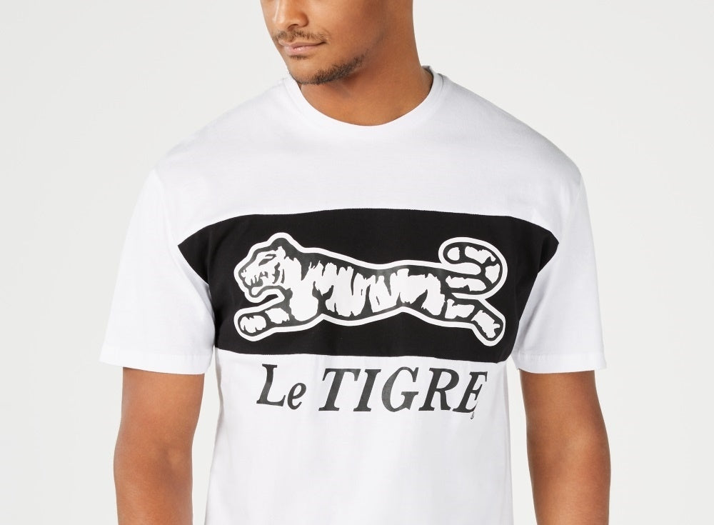 Camiseta masculina Le Tigre Reason Two Tone Logo Graphic, branca, tamanho pequeno
