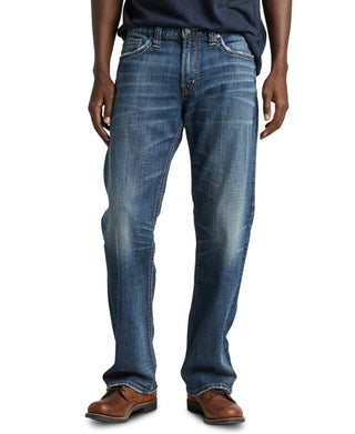 Calça jeans masculina Zac Relaxed Straight Fit Stretch da Silver Jeans Co., tamanho 32x30, azul