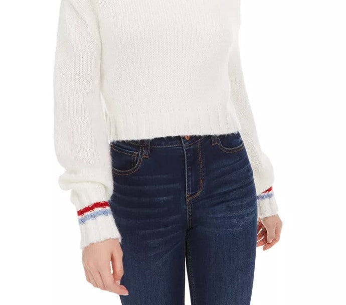 Suéter curto de gola alta Planet Gold Juniors, branco, tamanho grande
