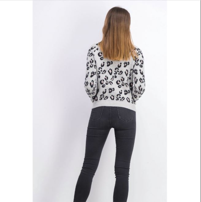 Suéter Planet Gold Junior Animal Print Cinza Tamanho P