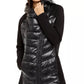Jaqueta Puffer Assimétrica Feminina Calvin Klein Mix-Media Preta Tamanho Médio