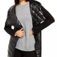 Jaqueta Puffer Assimétrica Feminina Calvin Klein Mix-Media Preta Tamanho Médio