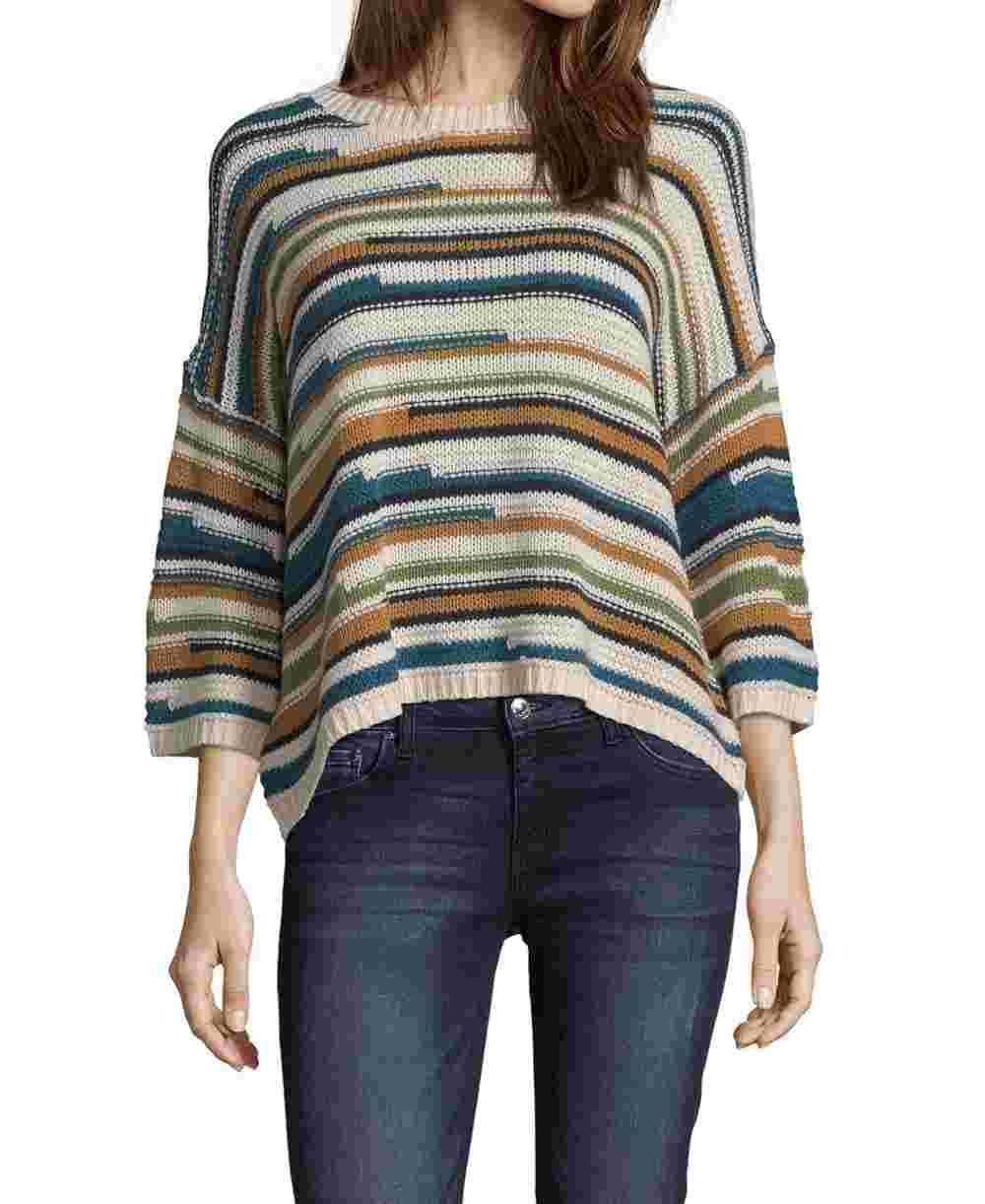 Suéter feminino listrado de malha cropped JPR, verde, tamanho grande