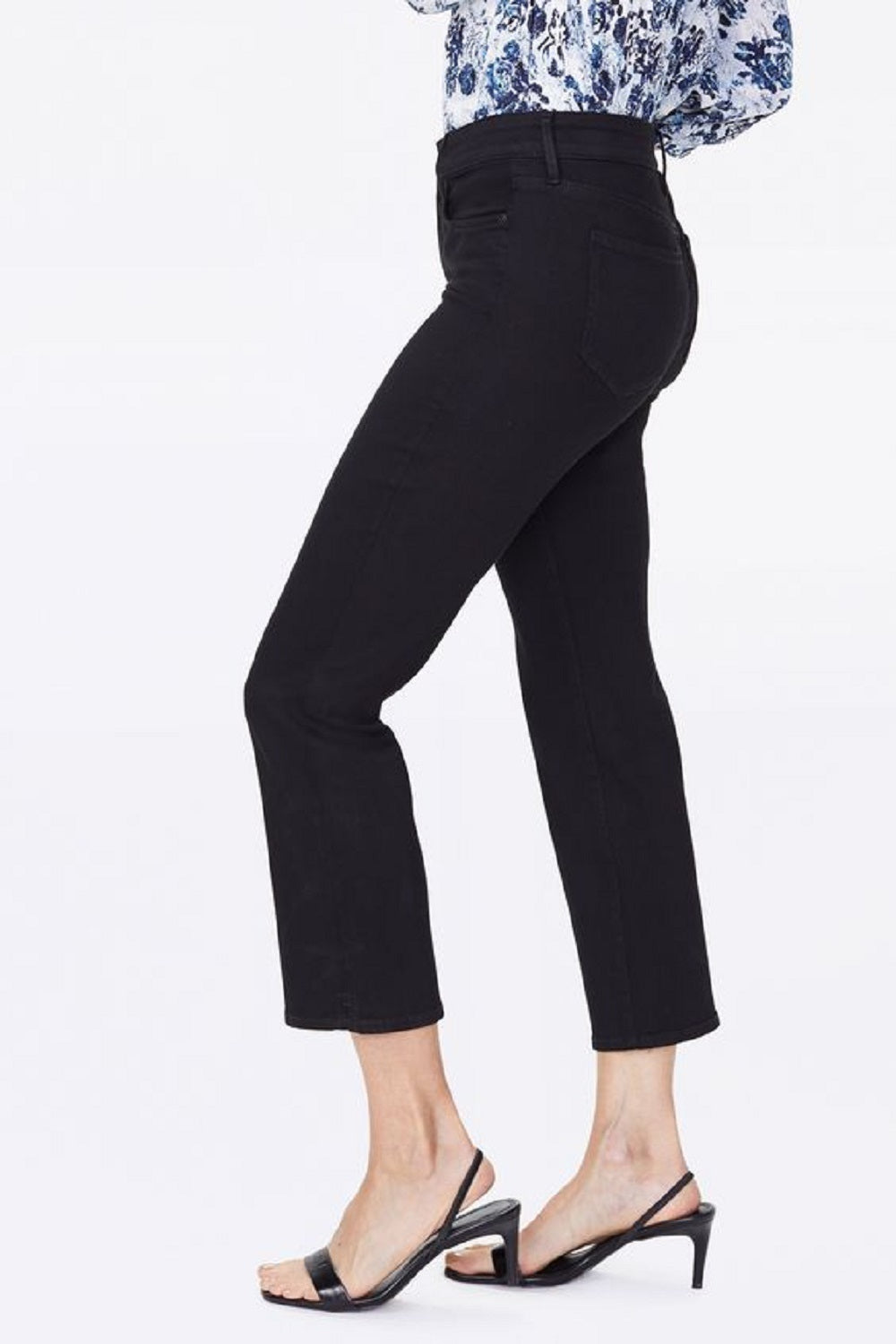 Calça jeans feminina NYDJ Marilyn com perna reta e tornozelo, preta, tamanho 12